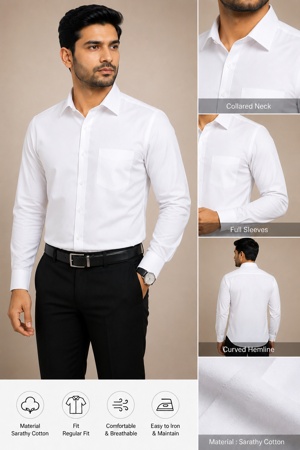 JKC WHITE SHIRTS FULL SLEEVE