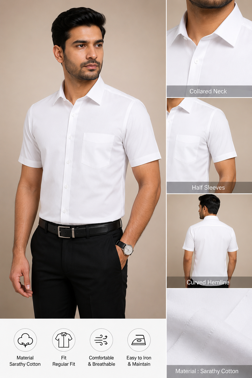 JKC WHITE SHIRT (HALF SLEEVE)